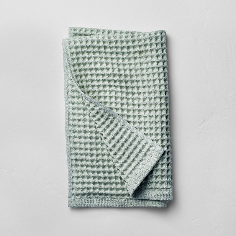 slide 1 of 4, Decorative Waffle Hand Towel Teal Blue - Casaluna™: Lightweight Cotton, OEKO-TEX Certified, 30"x18", 1 ct