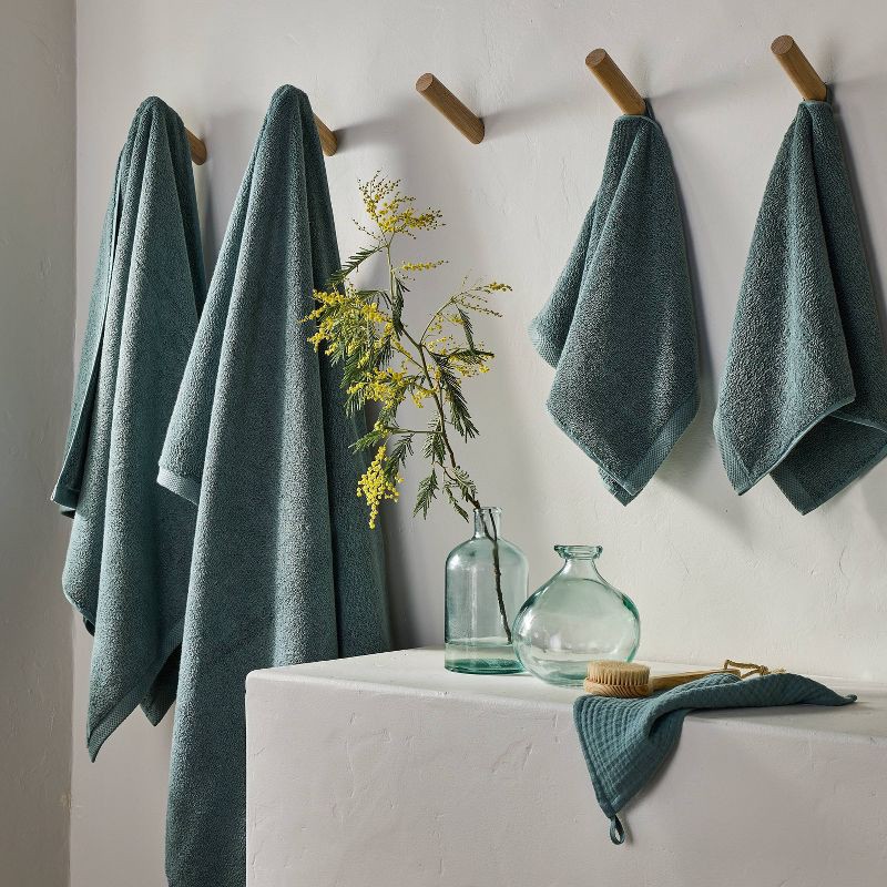 slide 2 of 4, Organic Bath Towel Dark Teal Blue - Casaluna™: Heavyweight Organic Cotton, Fade-Resistant, GOTS Certified, 1 ct