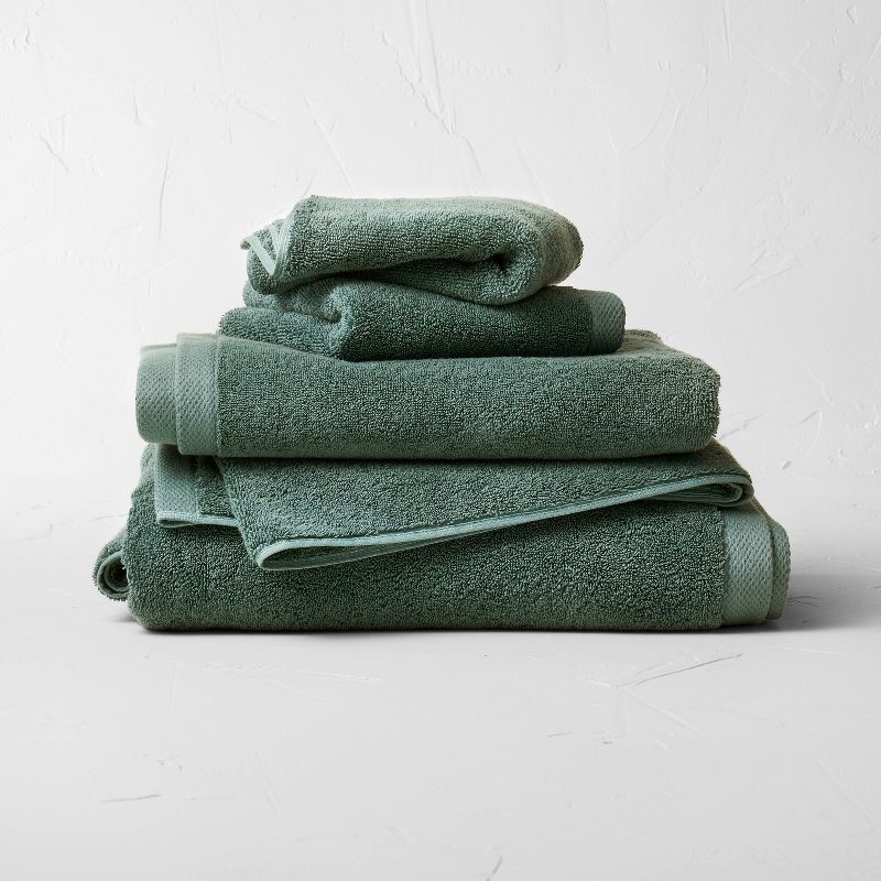 slide 4 of 4, Organic Bath Towel Dark Teal Blue - Casaluna™: Heavyweight Organic Cotton, Fade-Resistant, GOTS Certified, 1 ct