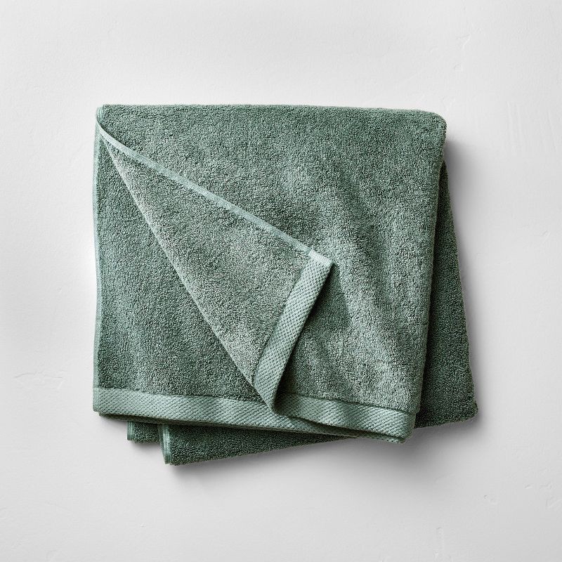 slide 1 of 4, Organic Bath Towel Dark Teal Blue - Casaluna™: Heavyweight Organic Cotton, Fade-Resistant, GOTS Certified, 1 ct