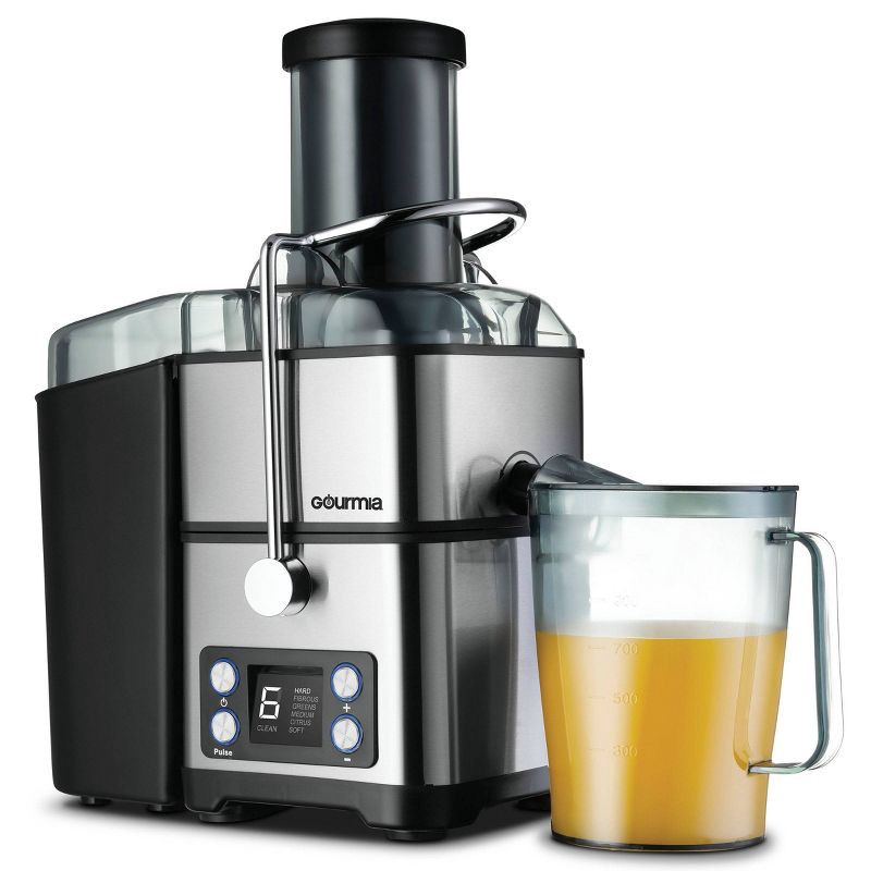 slide 1 of 8, Gourmia 6 Speed Wide Mouth Juice Extraction with Self-Clean: Stainless Steel Juicer, 800W, Dishwasher-Safe Parts, 1 ct