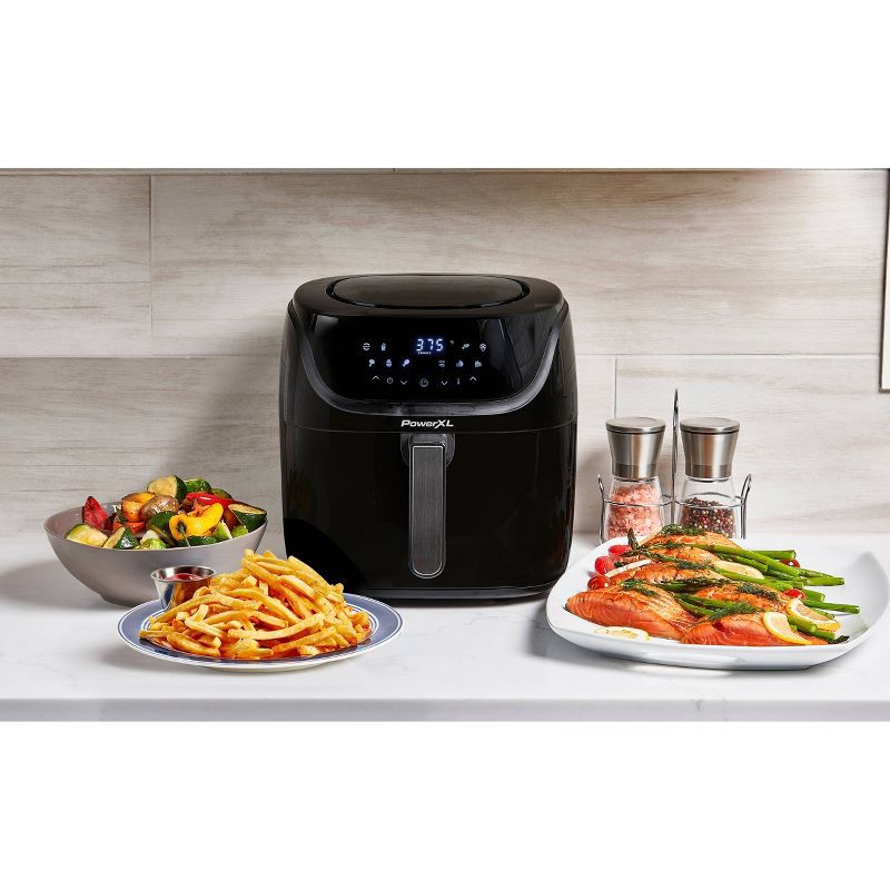 slide 6 of 10, PowerXL Vortex Pro Air Fryer 8qt - Black: 1700W, Nonstick, Dishwasher-Safe, Automatic Shut-Off, 8 qt