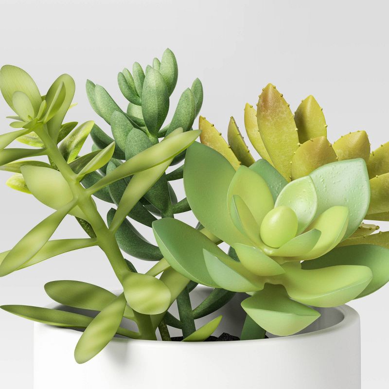 slide 3 of 4, Artificial Succulents Plant in Pot - Threshold™: Faux Floral Decor, Ceramic Base, Indoor Tabletop Display, 1 ct