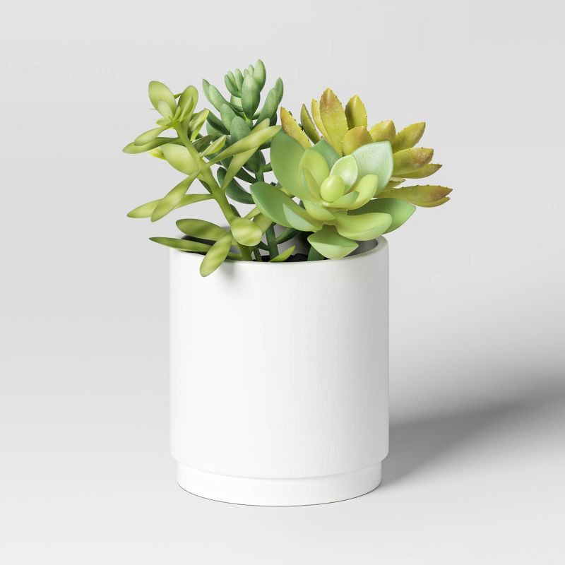 slide 1 of 4, Artificial Succulents Plant in Pot - Threshold™: Faux Floral Decor, Ceramic Base, Indoor Tabletop Display, 1 ct