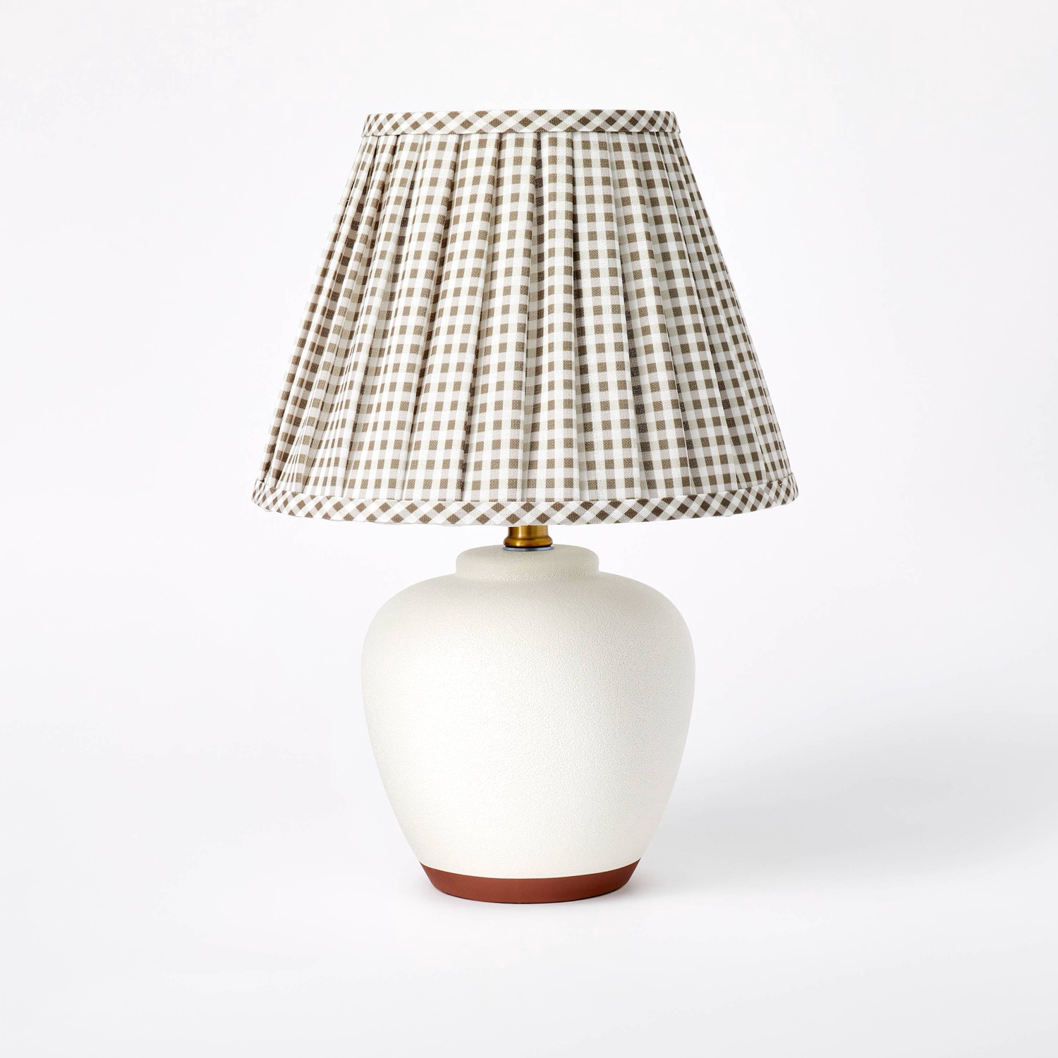 slide 1 of 1, Threshold designed w/Studio McGee Ceramic Table Lamp with Gingham Print Pleated Shade White - Threshold designed with Studio McGee, 1 ct