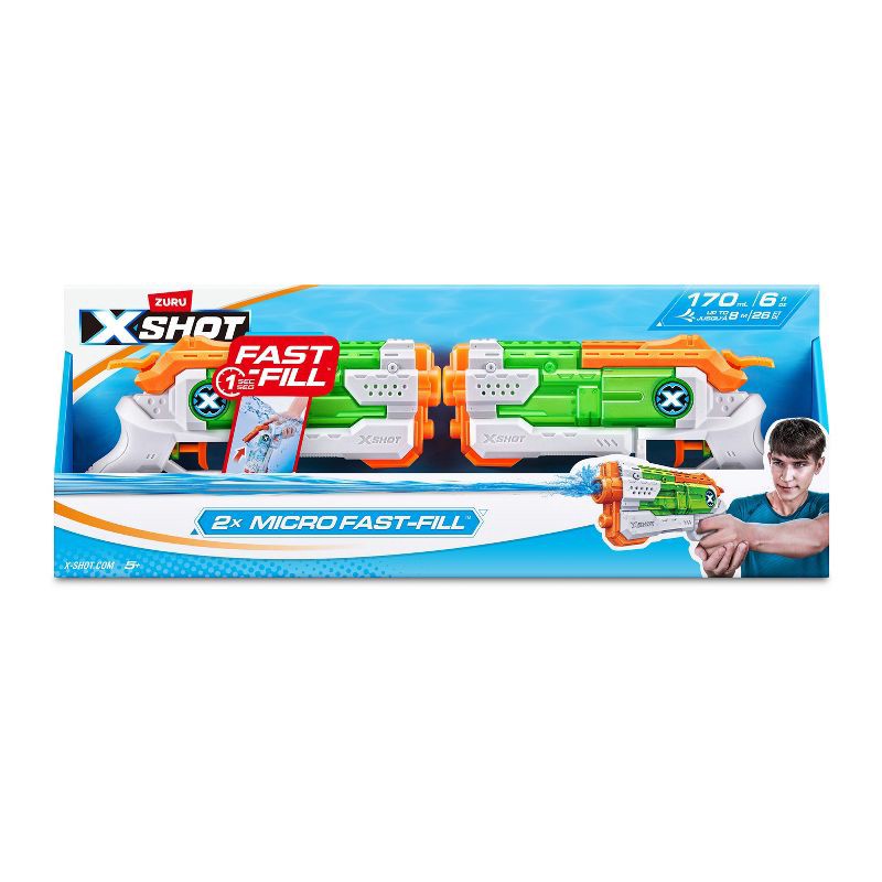 slide 2 of 12, XSHOT Water Fast-Fill Micro Water Blaster Toy 2pk by ZURU: Manual ABS Blasters for Kids 5+, 2 ct