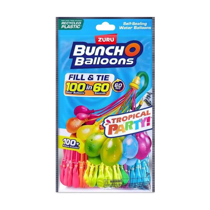 slide 1 of 7, Bunch O Balloons Tropical Party Rapid-Filling Self-Sealing Water Balloons by ZURU - 3pk, 3 ct