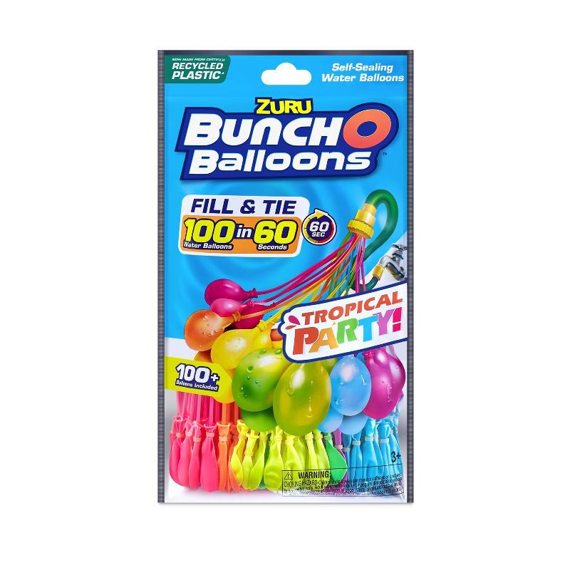 slide 1 of 7, Bunch O Balloons Tropical Party Rapid-Filling Self-Sealing Water Balloons by ZURU - 3pk, 3 ct