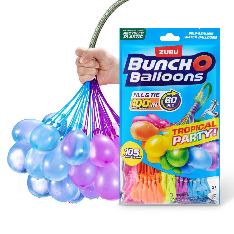 slide 1 of 11, Bunch O Balloons Tropical Party Rapid-Filling Self-Sealing Pool Water Balloons by ZURU - 3pk, 3 ct
