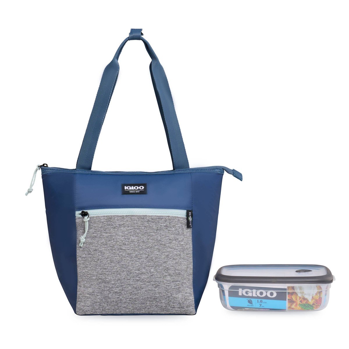 slide 1 of 8, Igloo Repreve Active Classic Lunch Tote with Pack In - Blue Sea/Mist, 1 ct