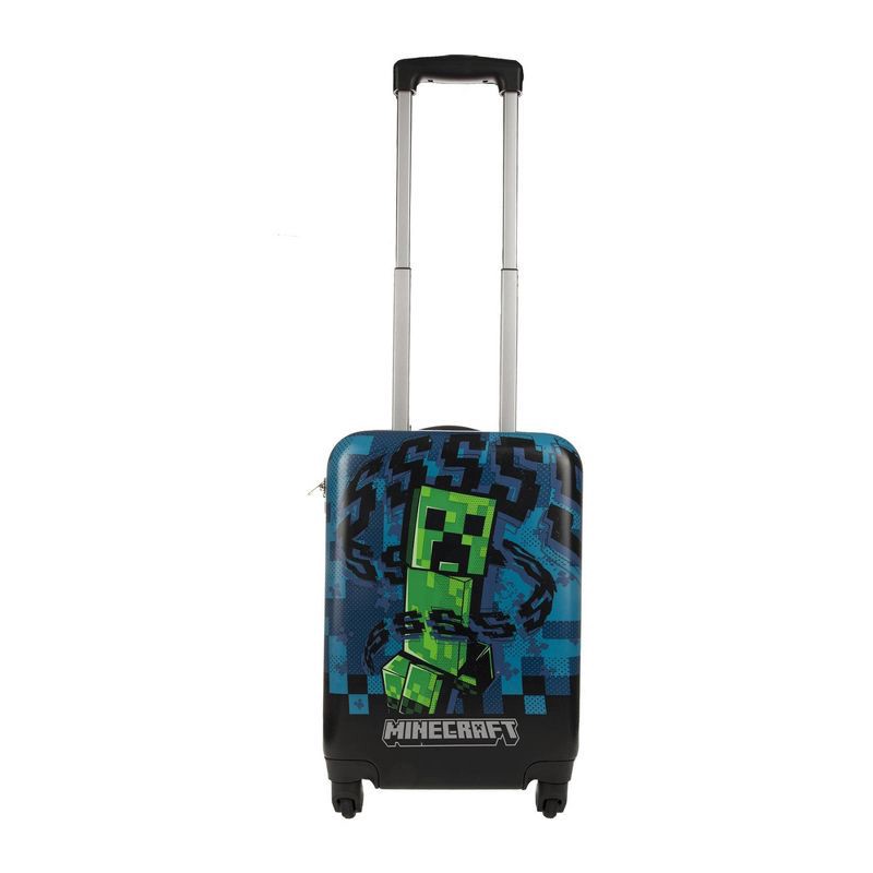 slide 2 of 6, Minecraft Creeper Kids' Hardside Carry On Suitcase - Black, 1 ct