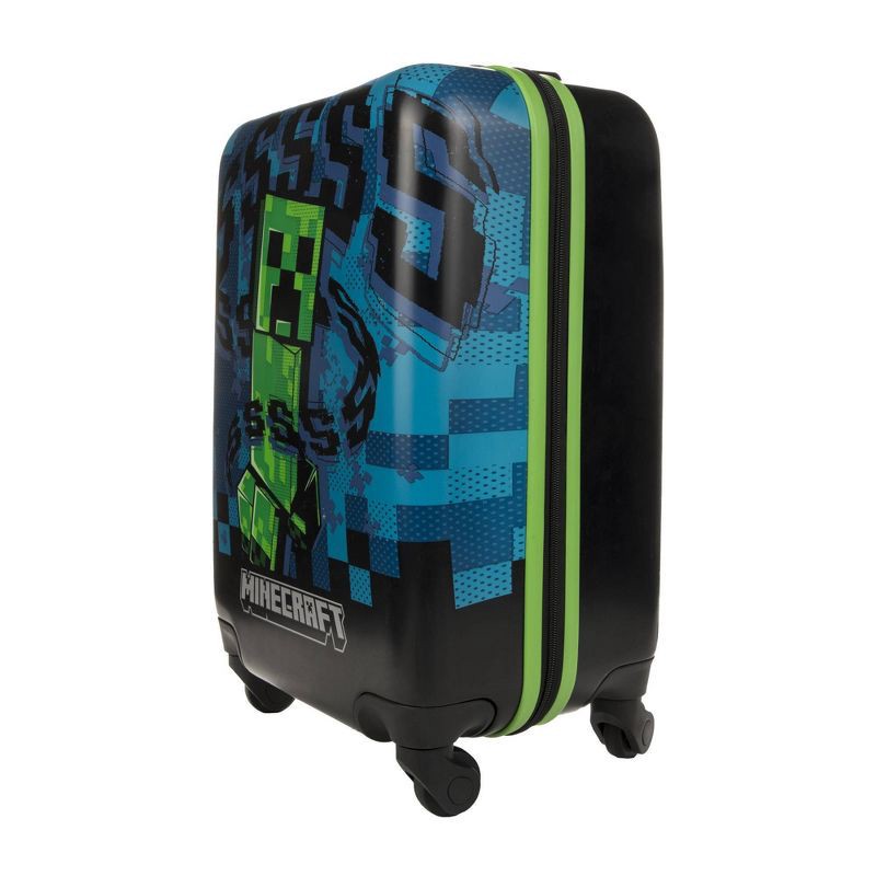 slide 4 of 6, Minecraft Creeper Kids' Hardside Carry On Suitcase - Black, 1 ct