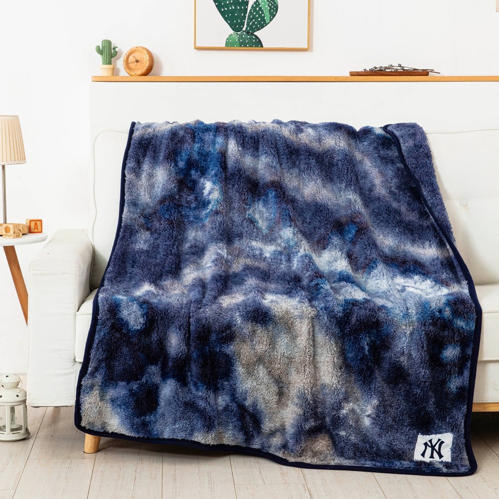 MLB New York Yankees Tie Dye Sherpa Throw Blanket 1 ct Shipt