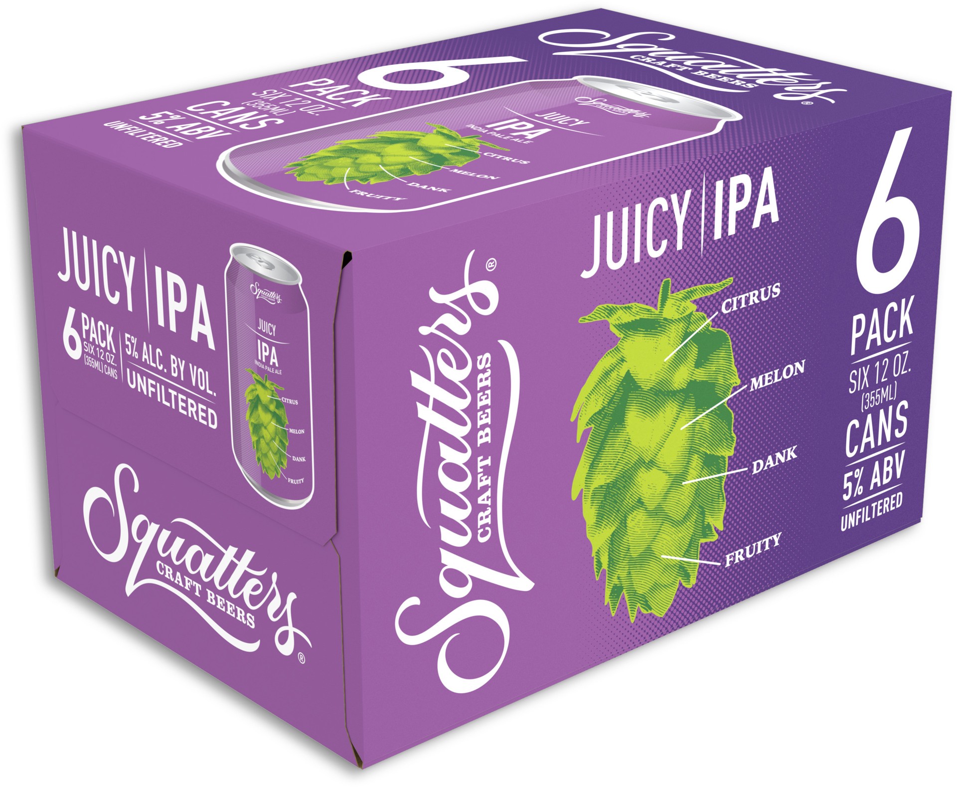 slide 7 of 9, Squatters Juicy IPA 6 Pack 12 fl oz Can, 12 oz