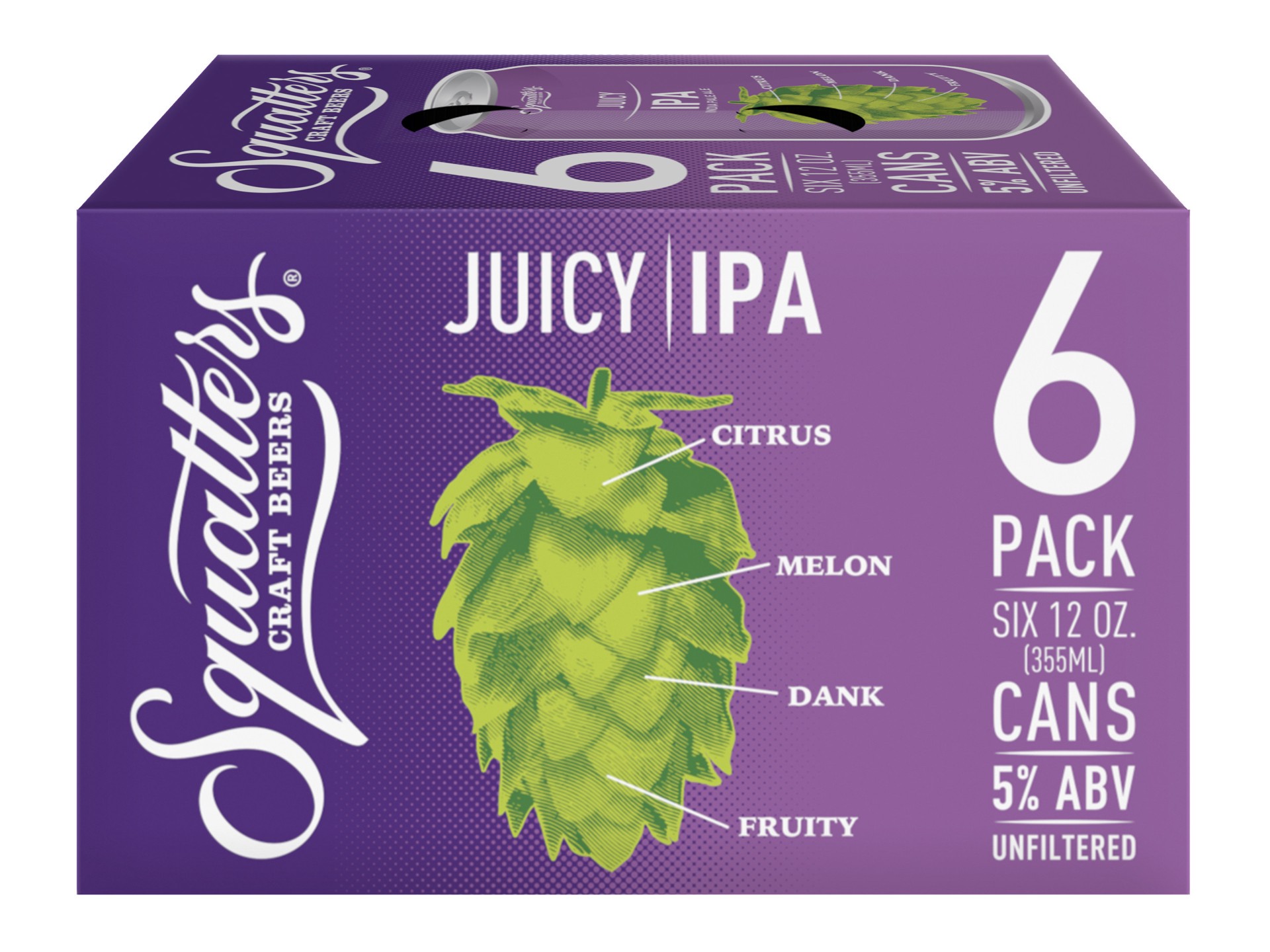 slide 9 of 9, Squatters Juicy IPA 6 Pack 12 fl oz Can, 12 oz