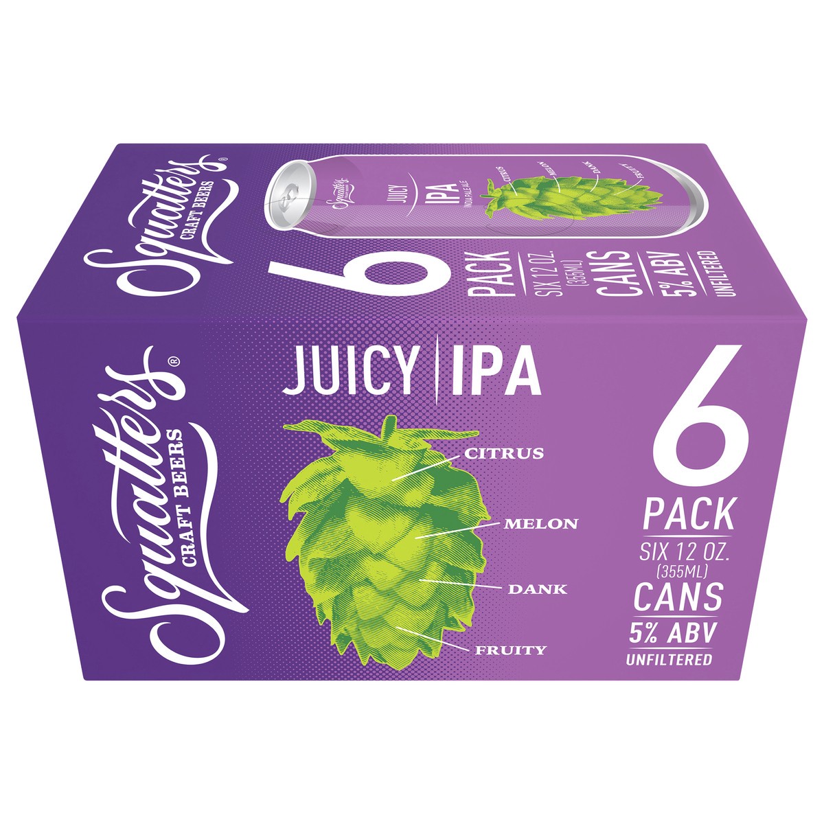 slide 1 of 9, Squatters Juicy IPA 6 Pack 12 fl oz Can, 6 ct