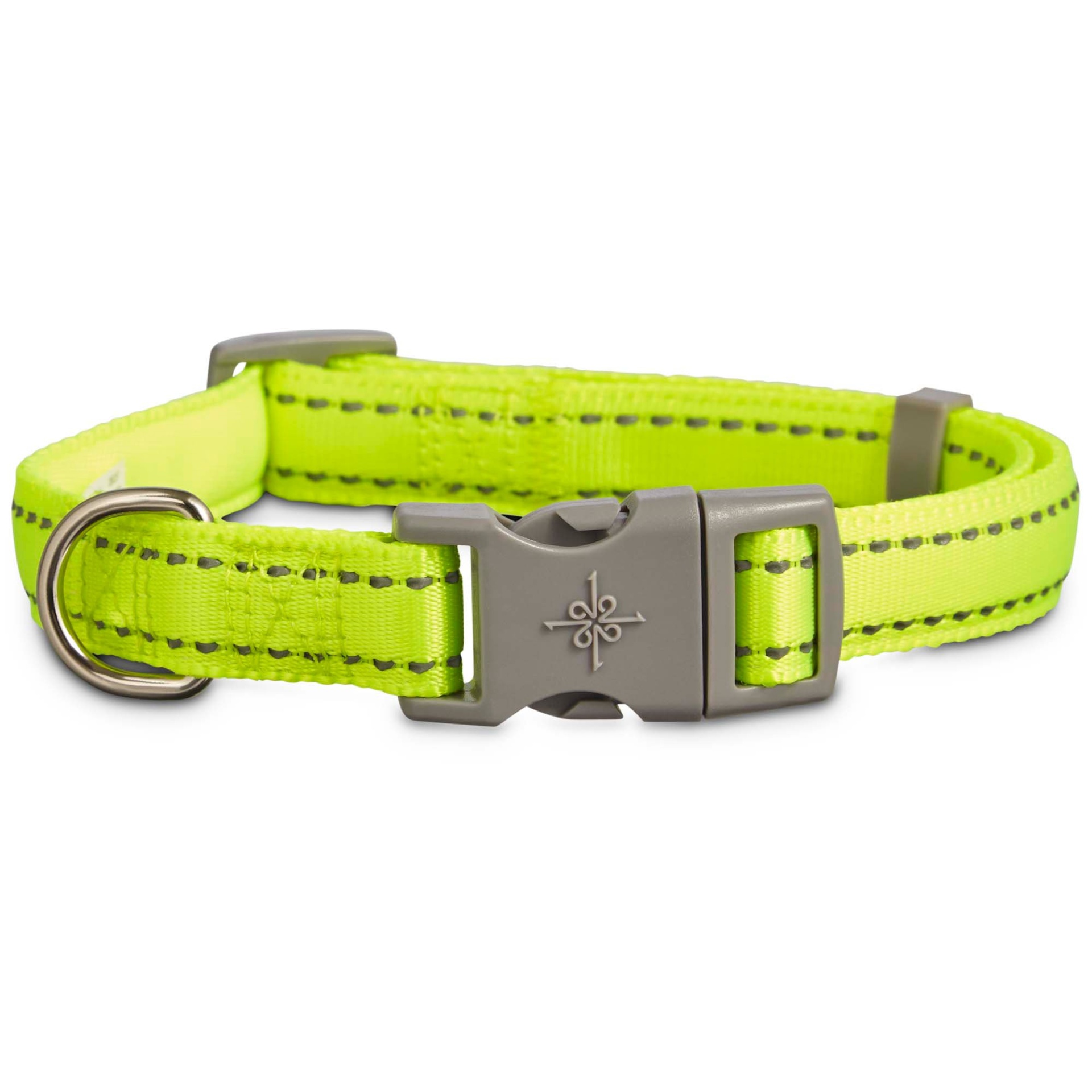 slide 1 of 1, Good2Go Reflective Adjustable Padded Dog Collar in Yellow, MED