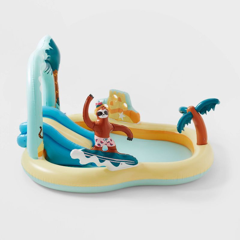 slide 3 of 4, Kids' Sloth Play Center Inflatable Pool - Sun Squad, 1 ct