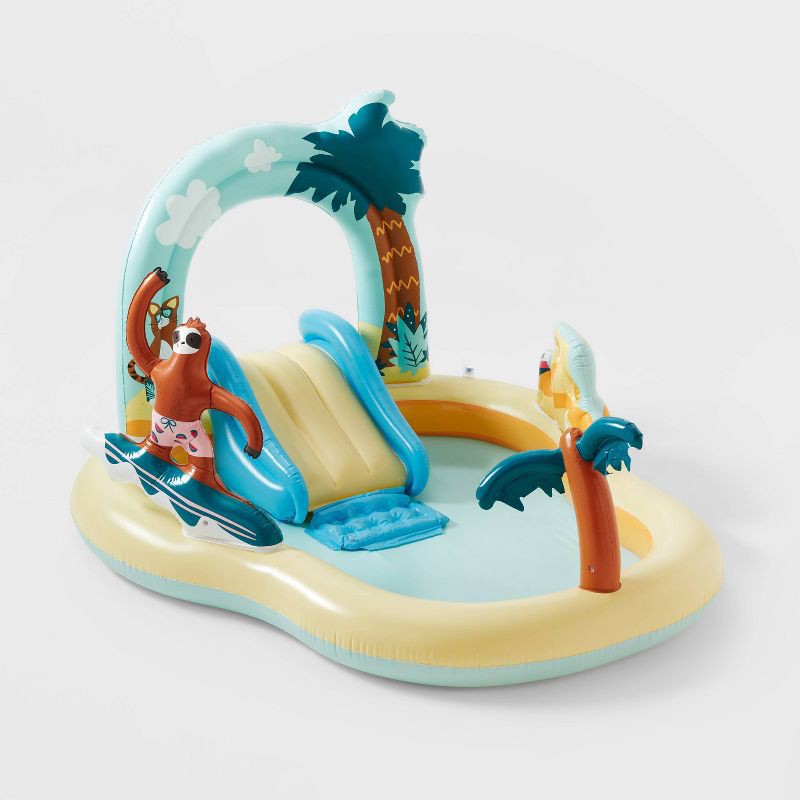 slide 1 of 4, Kids' Sloth Play Center Inflatable Pool - Sun Squad, 1 ct