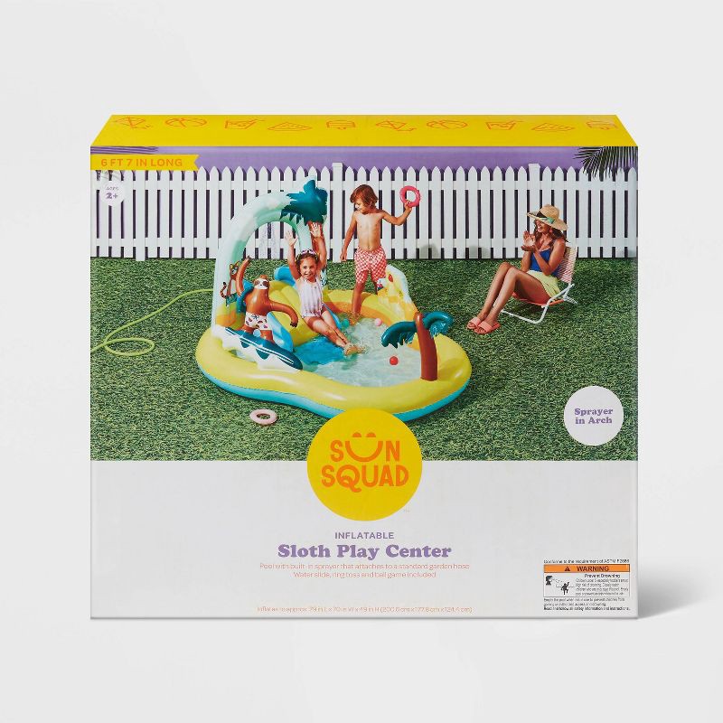 slide 4 of 4, Kids' Sloth Play Center Inflatable Pool - Sun Squad, 1 ct