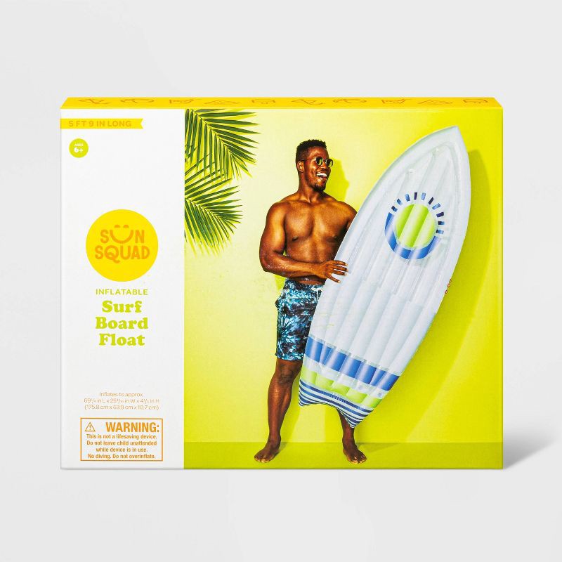 slide 3 of 4, Inflatable Surf Board Pool Float Blue - Sun Squad, 1 ct