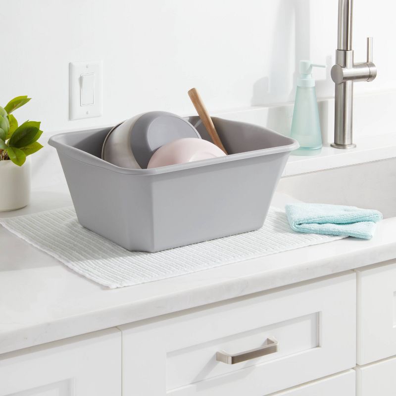 slide 2 of 3, 12qt Dishpan Gray - Room Essentials™: Stackable Wash Basin Tub, Dishwasher-Safe Dish Bin for Kitchen Sink, 12 qt