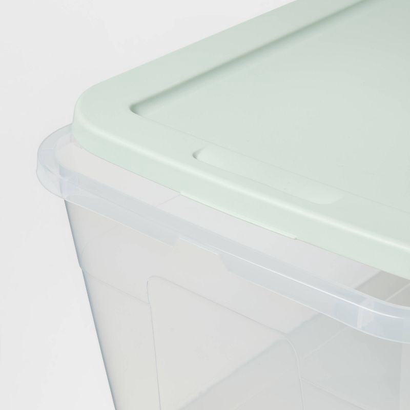 56qt Clear Storage Box Assorted Gray and Green Lids - Room Essentials 56 qt