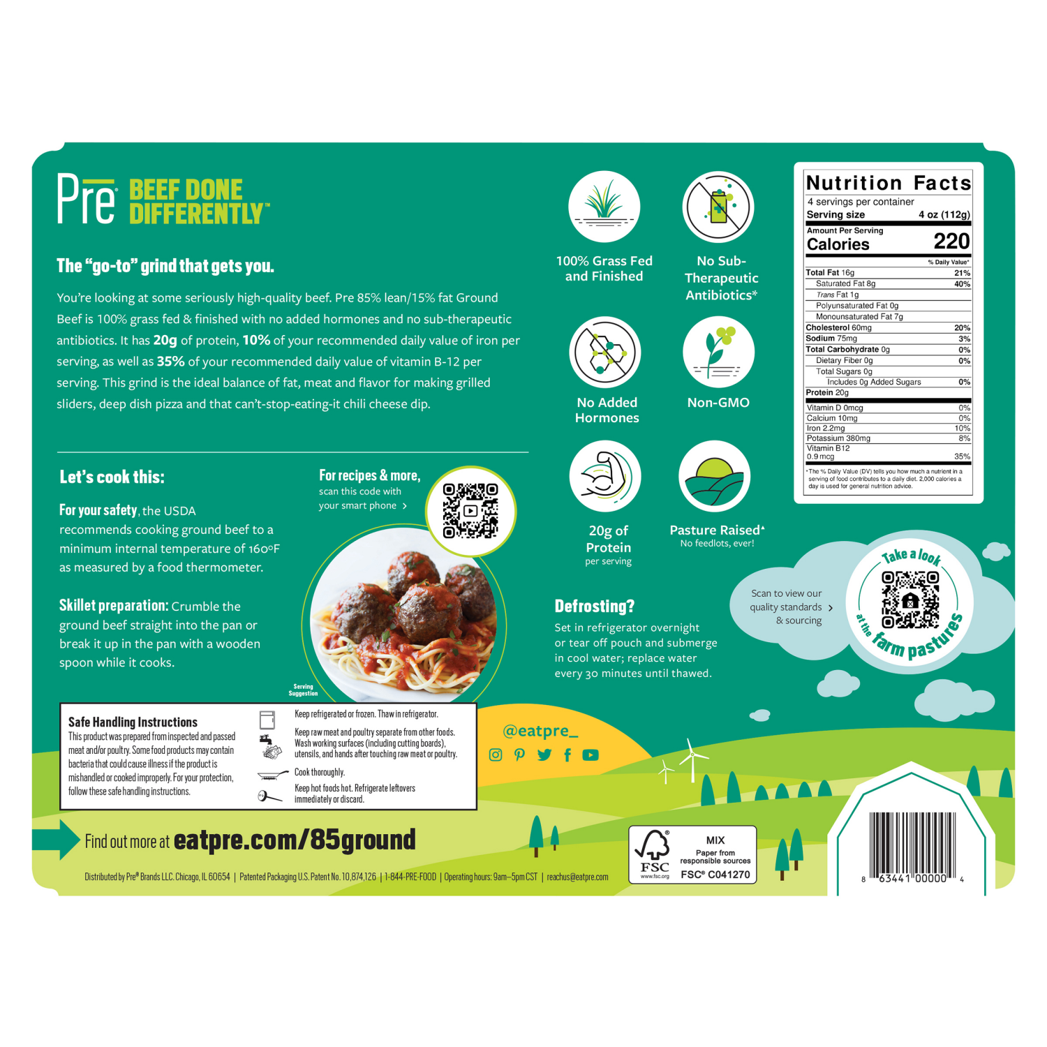 slide 2 of 6, Pre 100% Grass Fed & Finished Ground Beef 16 oz, 16 oz