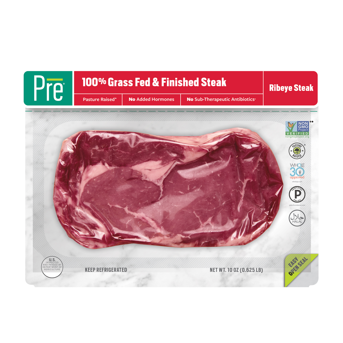 slide 1 of 21, Pre, Ribeye Steak 100% Grass-Fed, Grass-Finished, and Pasture-Raised Beef 10oz., 10 oz