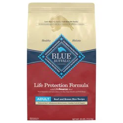 Blue Buffalo Life Protection Formula Adult Dry Dog Food, Helps Build and Maintain Strong Muscles, Made with Natural Ingredients, Beef & Brown Rice Recipe, 30-lb Bag