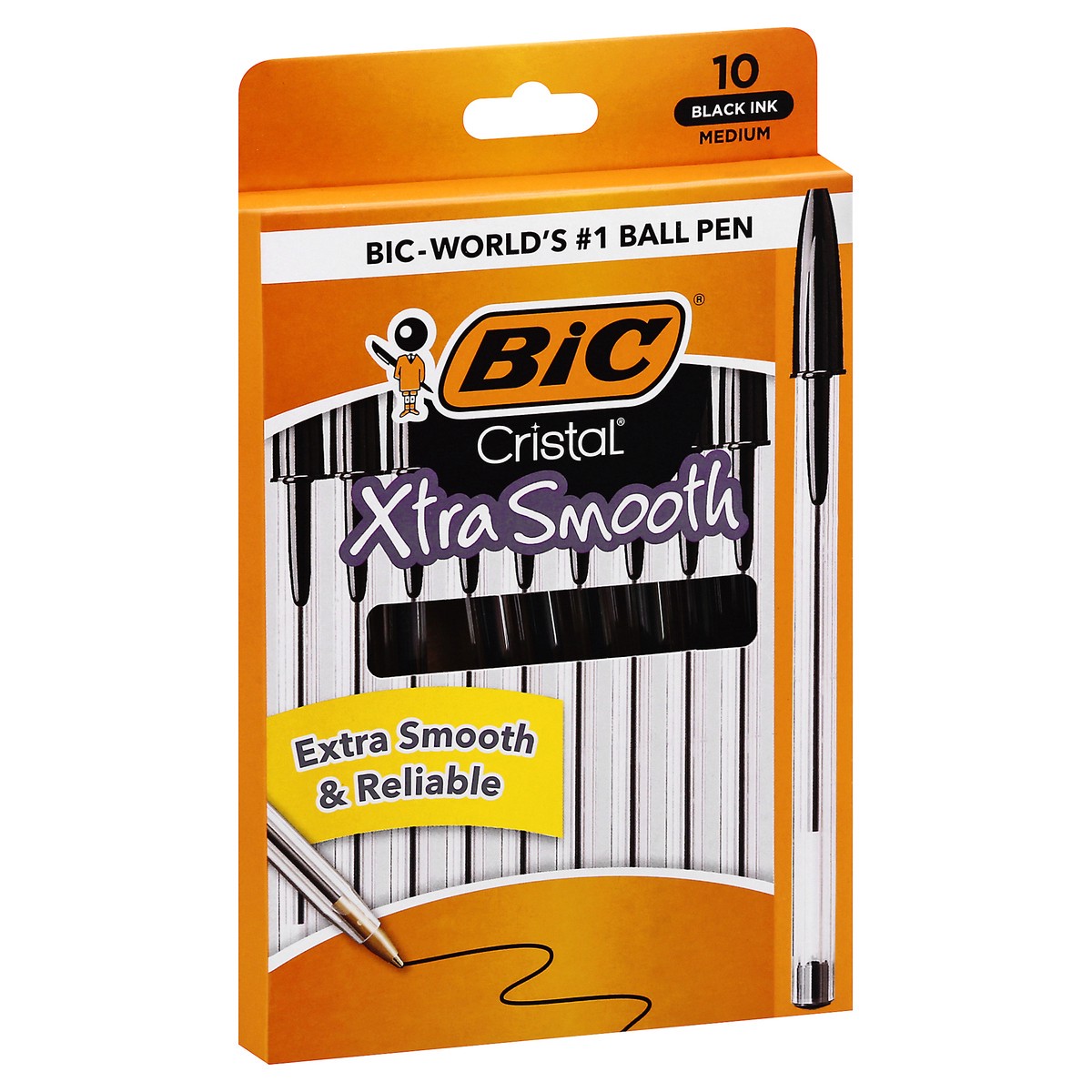 slide 4 of 11, BIC Cristal Xtra-Smooth Medium Point Black Pen, 10 ct