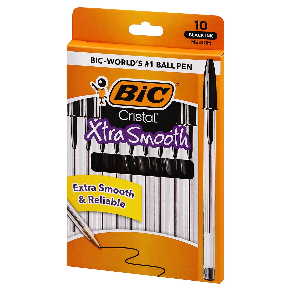 slide 5 of 11, BIC Cristal Xtra-Smooth Medium Point Black Pen, 10 ct