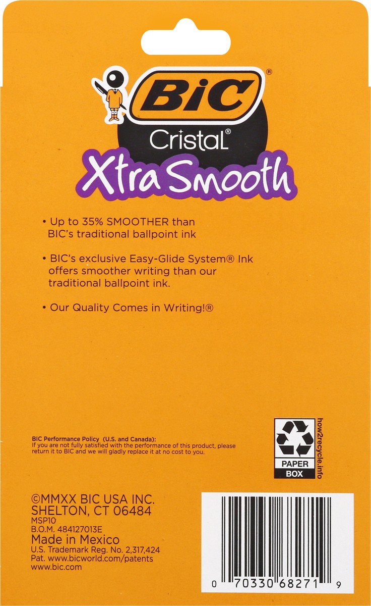 slide 7 of 11, BIC Cristal Xtra-Smooth Medium Point Black Pen, 10 ct
