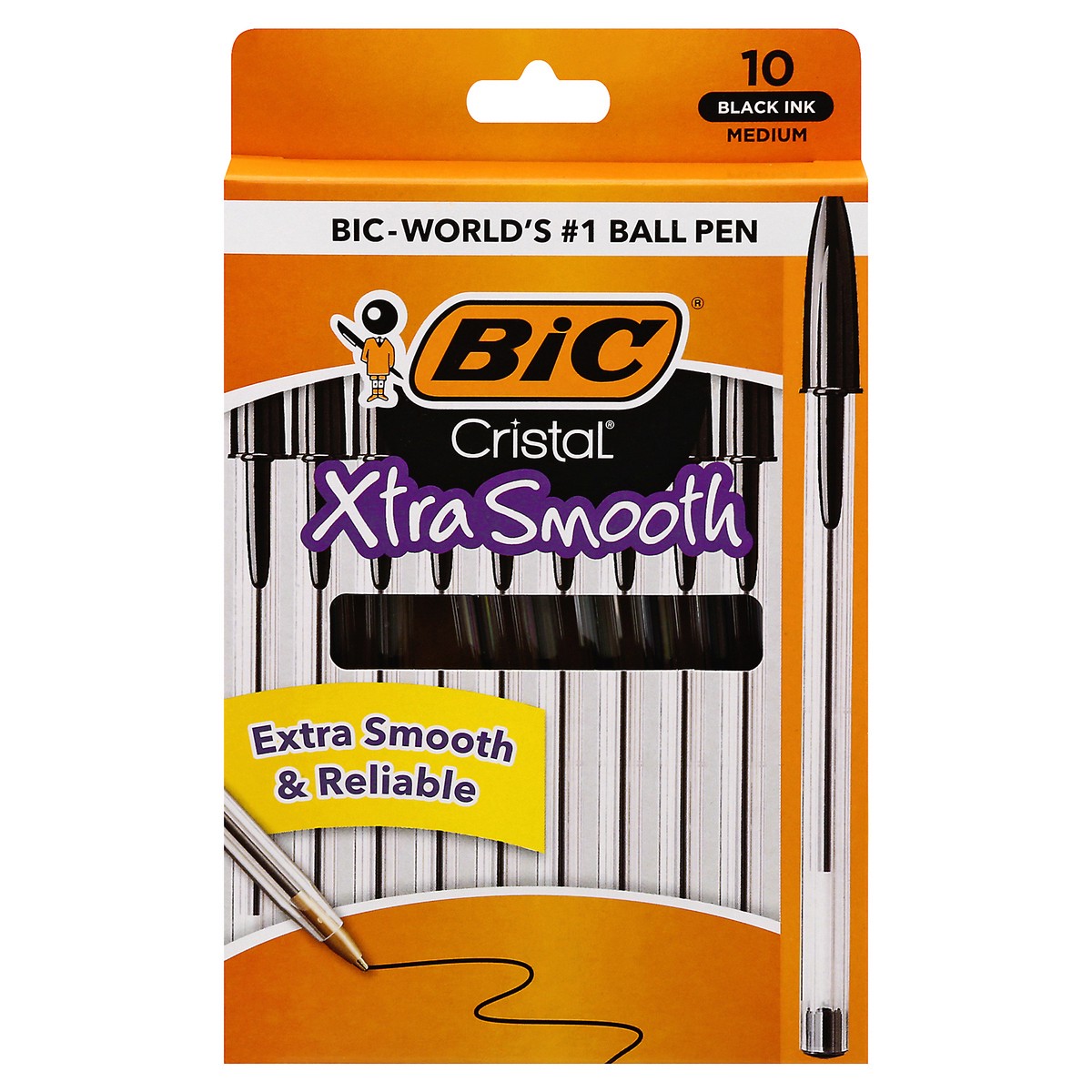 slide 10 of 11, BIC Cristal Xtra-Smooth Medium Point Black Pen, 10 ct