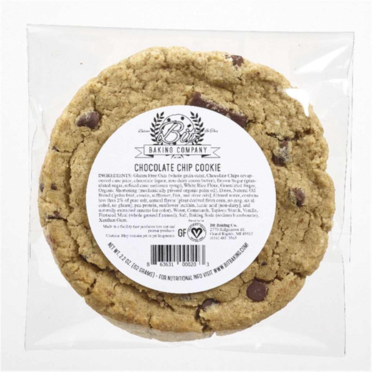 slide 1 of 1, Bit Baking Company Gluten Free Chocolate Chip Cookie, 2.2 oz, 2.2 oz