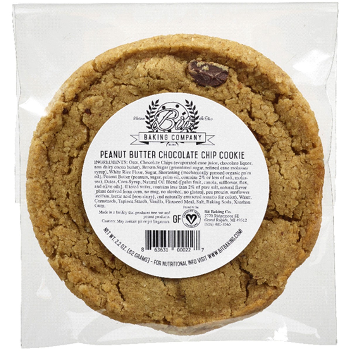 slide 1 of 1, Bit Baking Company Gluten Free Peanut Butter Chocolate Chip Cookie, 2.2 oz