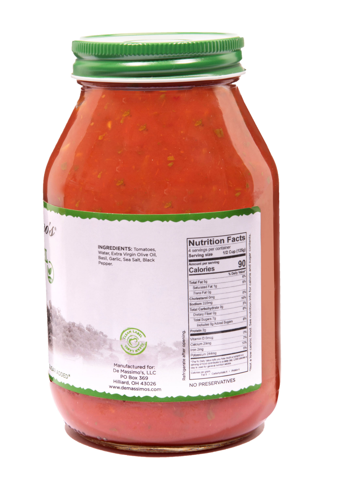 slide 2 of 2, De Massimo's Authentic Tomato Basil Sauce, 32 oz