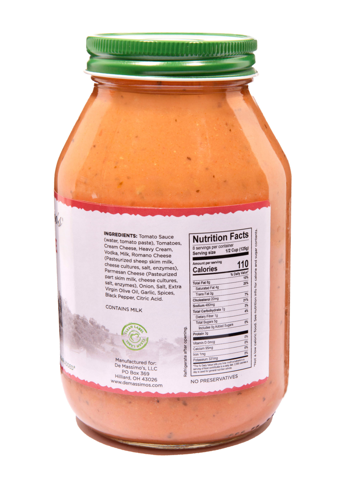 slide 2 of 2, De Massimo's DeMassimo's Authentic Vodka Sauce - 32 oz, 32 oz