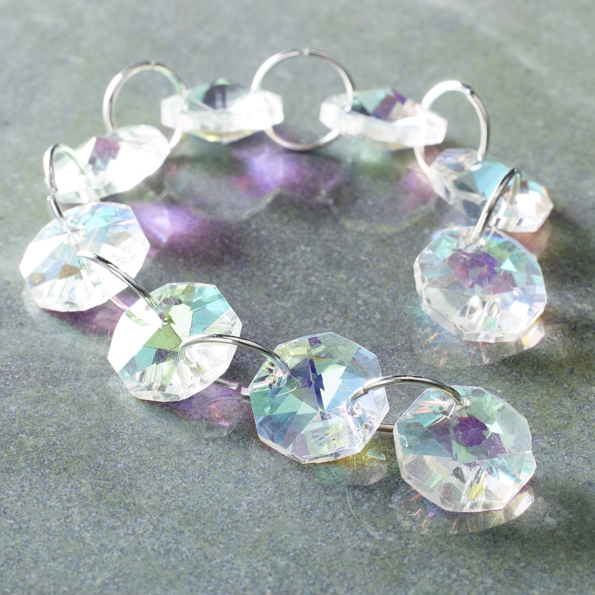 slide 2 of 3, Aurora Borealis Crystal Faceted Glass Lentil Beads, 14mm By Bead Landing, 14mm