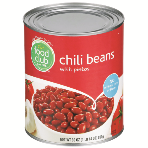 slide 1 of 1, Food Club Chili Beans With Pintos, 30 oz