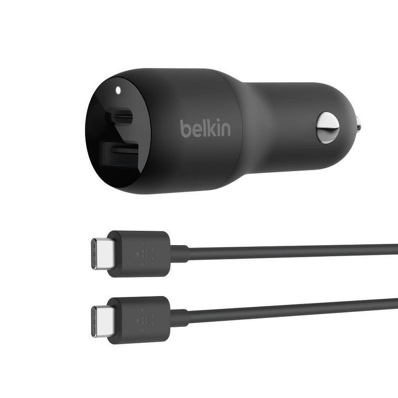 Belkin 2Port 37W USBC/USBA Power Delivery Car Charger with 3.3' USB