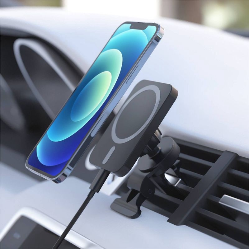 slide 2 of 6, Just Wireless Magnetic Charging for MagSafe Charger Car Mount - Black, 1 ct