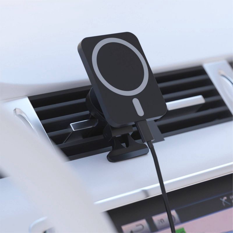 slide 4 of 6, Just Wireless Magnetic Charging for MagSafe Charger Car Mount - Black, 1 ct