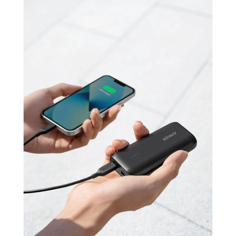 slide 3 of 5, Anker 5000mAh Power Bank PowerCore 5K 12W 1A1C - Black: Dual Output, USB & USB-C, 1 ct
