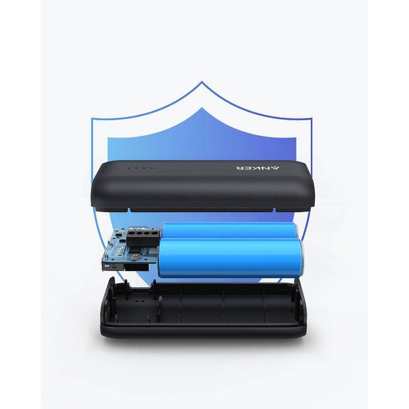 slide 5 of 5, Anker 5000mAh Power Bank PowerCore 5K 12W 1A1C - Black: Dual Output, USB & USB-C, 1 ct