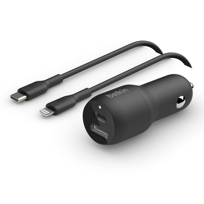 Belkin 2Port 37W USBC/USBA Power Delivery Car Charger with 3.3' USBC Lightning Cable 1 ct