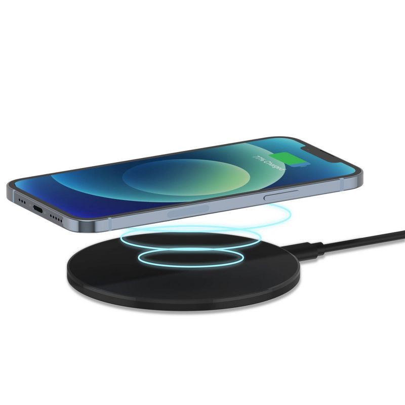 slide 4 of 6, Just Wireless 15W Wireless Charging Pad with AC Adapter - Black: USB-C Compatible, Device Detection, 1 ct
