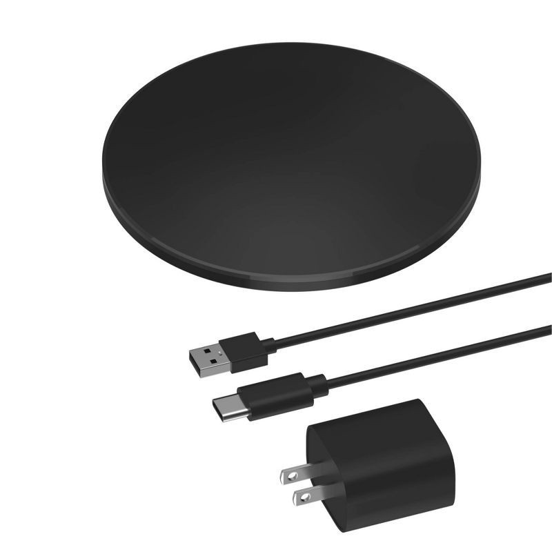 slide 5 of 6, Just Wireless 15W Wireless Charging Pad with AC Adapter - Black: USB-C Compatible, Device Detection, 1 ct
