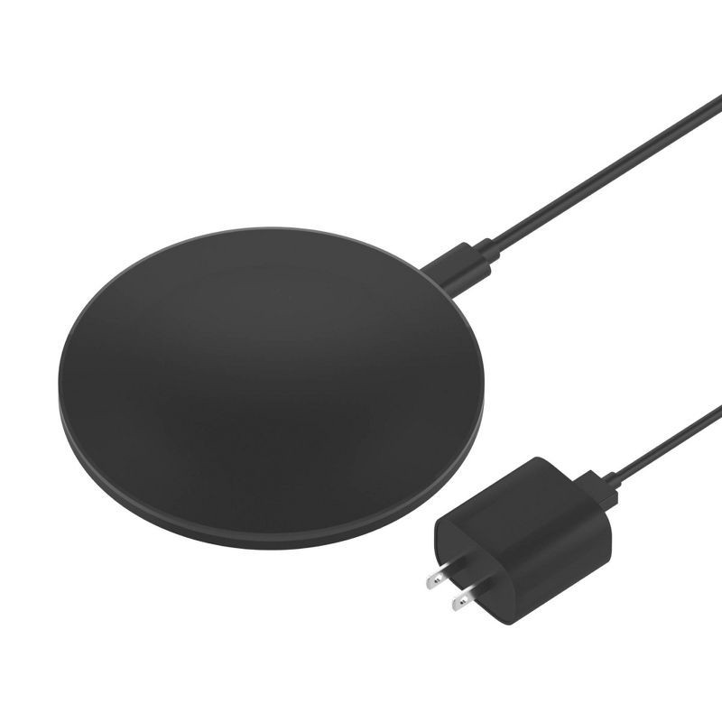 slide 1 of 6, Just Wireless 15W Wireless Charging Pad with AC Adapter - Black: USB-C Compatible, Device Detection, 1 ct