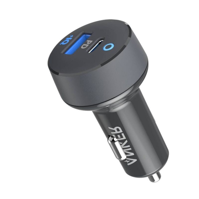 slide 3 of 6, Anker 2-Port 20W USB-C + 15W USB-A Power Delivery Car Charger - Black: Quick Charge & Lightweight Design, 1 ct